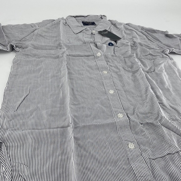 Abercrombie & Fitch Women's White Gray Striped Long Sleeve Button-Up Shirt Sz S - Picture 3 of 8